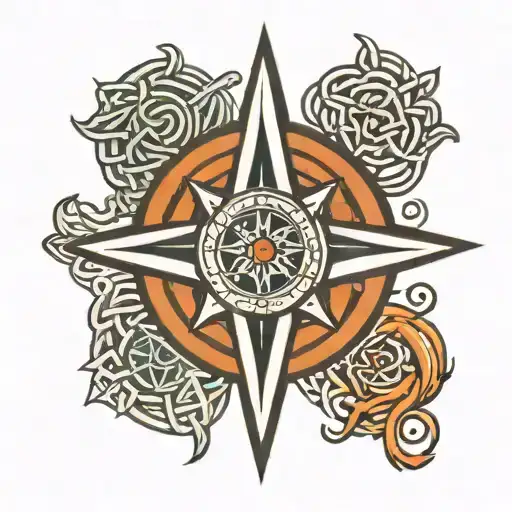 celtic knot compass rose tattoo design idea