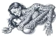 mother embracing her tattoo design idea