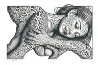 mother embracing her tattoo design idea