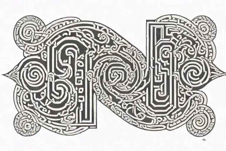 Greek meander key carved in chipped tattoo design idea
