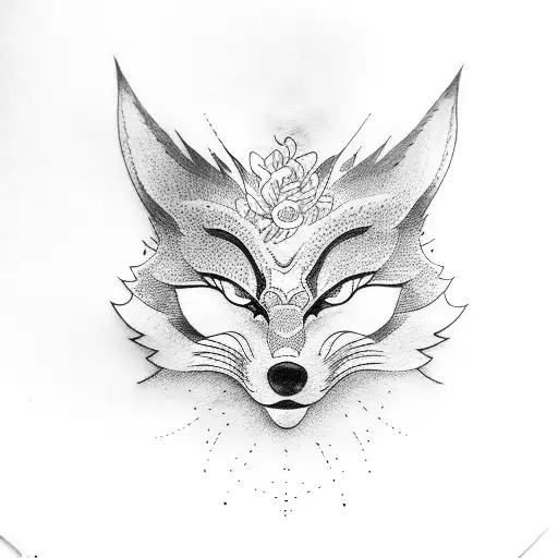 kitsune mask tattoo design idea