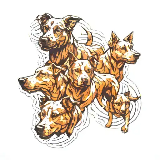 dog team tattoo design idea