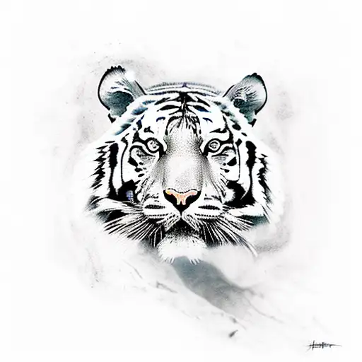 Tiger, forest, shadow tattoo design idea
