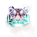 Tiger, forest, shadow tattoo design idea