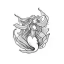 mermaid tale under a wav tattoo design idea