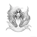 mermaid tale under a wav tattoo design idea