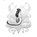 mermaid tale under a wav tattoo design idea
