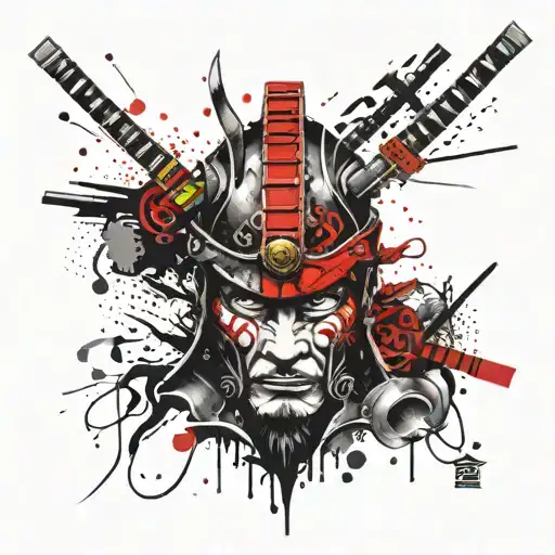 samurai head tattoo design idea