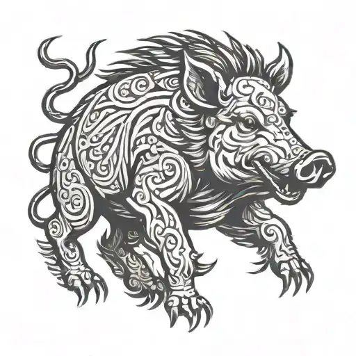 A wild boar with trunk tattoo design idea