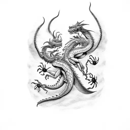 Combination of dragon and scorpion tattoo design idea