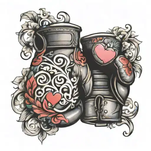 boxing gloves and love and kindness tattoo design idea