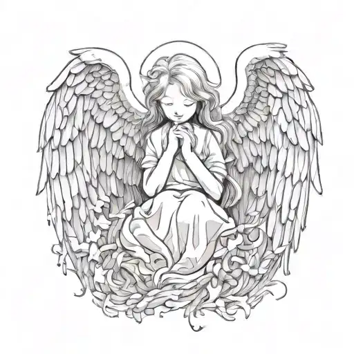 cry angel tattoo design idea