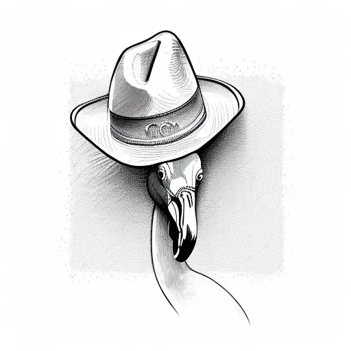 flamingo with cowboy hat  tattoo design idea