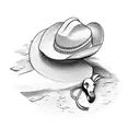 flamingo with cowboy hat  tattoo design idea