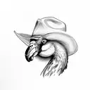 flamingo with cowboy hat  tattoo design idea