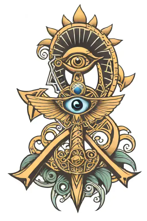 ankh with eye of horus  tattoo design idea