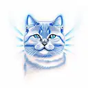 Create a tattoo design using the British Shorthair Blue Point cat breed and using blue eyes tattoo design idea
