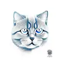 Create a tattoo design using the British Shorthair Blue Point cat breed and using blue eyes tattoo design idea
