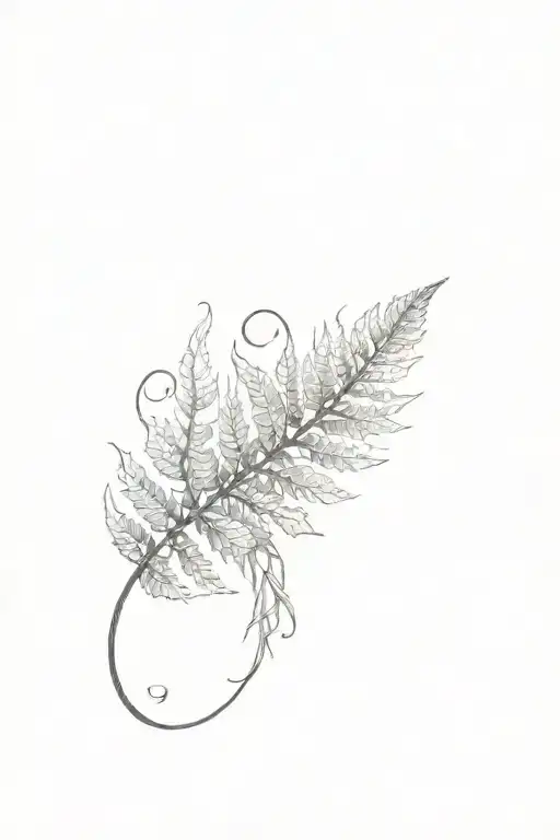fern leaf and Infiniti sign inside tattoo design idea