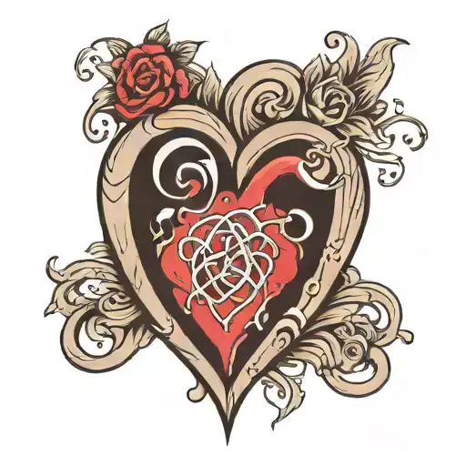 heart with letters G Z S V vertically inside tattoo design idea