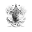 viking boat valhalla tattoo design idea