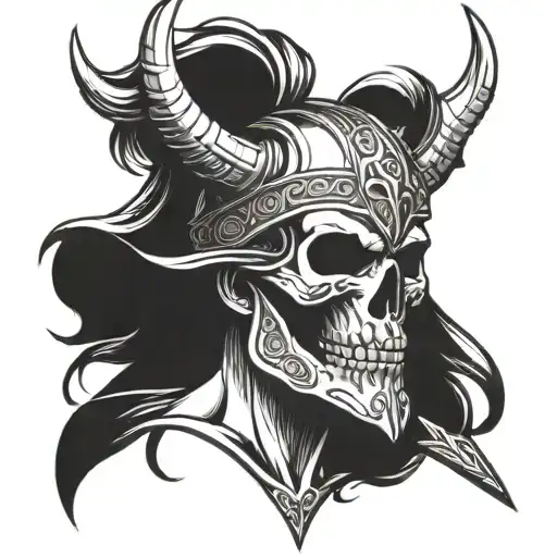 Skull and viking warrior tattoo design idea