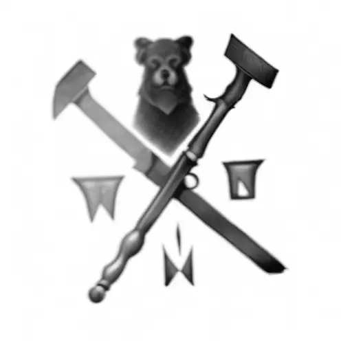 a hammer and a chisel tattoo design idea