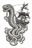 kraken attacking a ship tattoo design idea