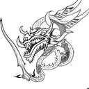 Ancient Korean warriors battling dragons tattoo design idea