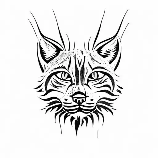 Majestic lynx tattoo design in tribal style. Monochrome vector