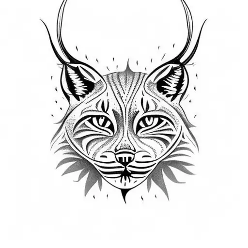 Tribal Lynx Tattoo Idea - BlackInk AI