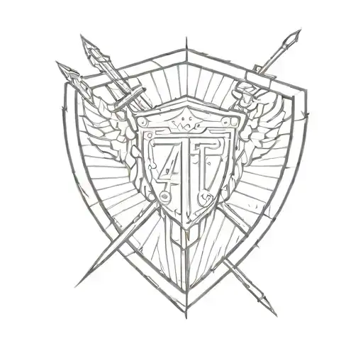 in the style of minimalism gladiator. with a shield and spear. there is a square around it. the number 47 on the shield tattoo design idea
