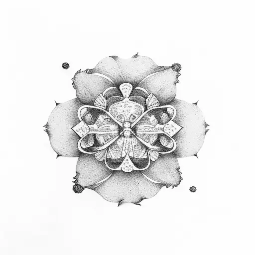 clover on fire tattoo design idea