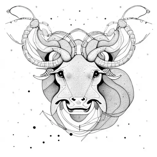 A Taurus constellation made of amigurumi animals tattoo design idea