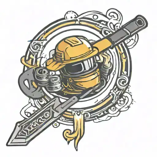 Pubg themed tattoo featuring frying pan tattoo design idea