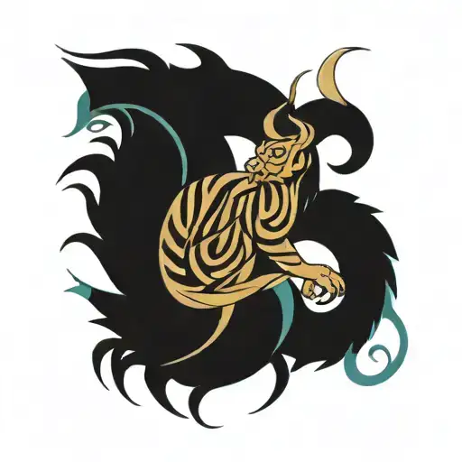 capricorn symbol intertwined tiger, september 9th, 2023, roman numerals,  tattoo design idea