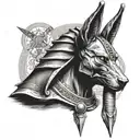 Anubis with staff tattoo design idea