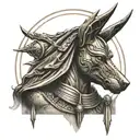 Anubis with staff tattoo design idea