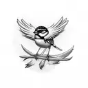 sparrow in sun tattoo design idea