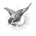 sparrow in sun tattoo design idea