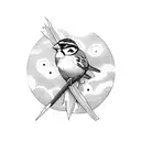 sparrow in sun tattoo design idea
