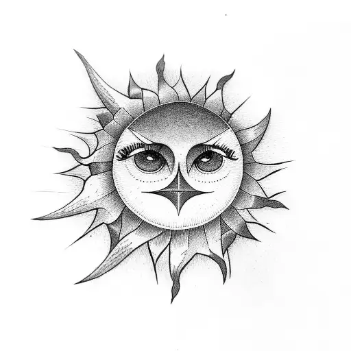 birds flying past the sun tattoo design idea