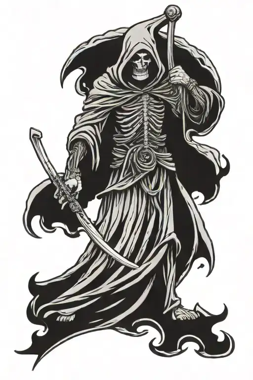 grim reaper standing tattoo design idea