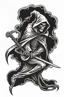 grim reaper standing tattoo design idea