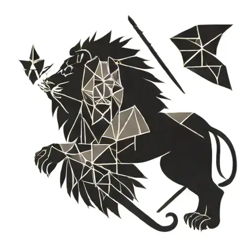 brain heart sword lion wearing tattoo design idea