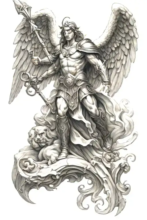 Archangel michael protecting noah's arc  tattoo design idea