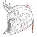 A minimalist design of Loki's helmet dripping with blood, symbolizing your love for gore and the MCU tattoo design idea