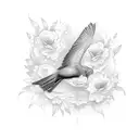 elegant bird flying out of bird cage with flowers  tattoo design idea