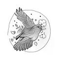 elegant bird flying out of bird cage with flowers  tattoo design idea