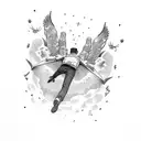 man falling from sky tattoo design idea